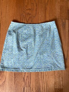Y2K Express Blue and Green Floral Mini Skirt